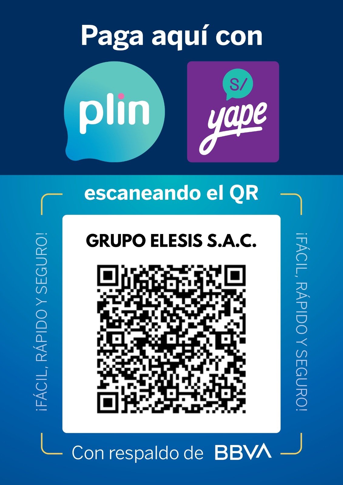 Medios de pago: Yape y Plin de Grupo Elesis